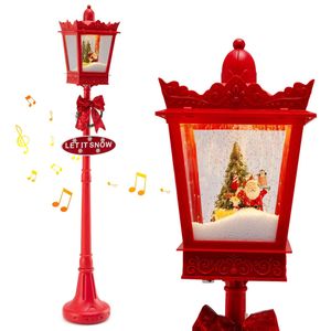 Costway 185cm Christmas Streetlight Xmas Lamp Post Lighted Decoration Red