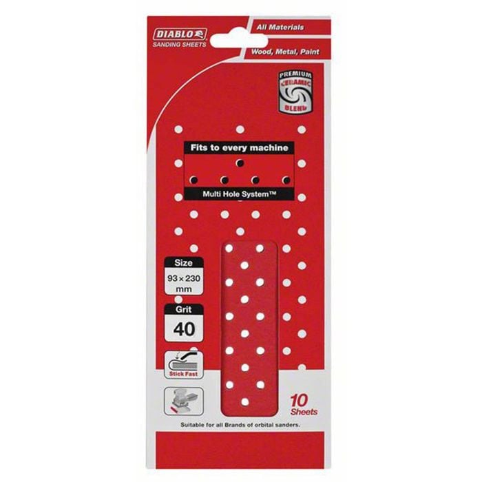 Diablo 93 x 230mm 40 Grit Multi Surface Orbital Sanding Sheet - 10 Pack