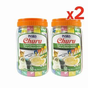 Inaba Churu Tuna & Chicken Cat Treats Variety Pack 100 Tubes x 14g