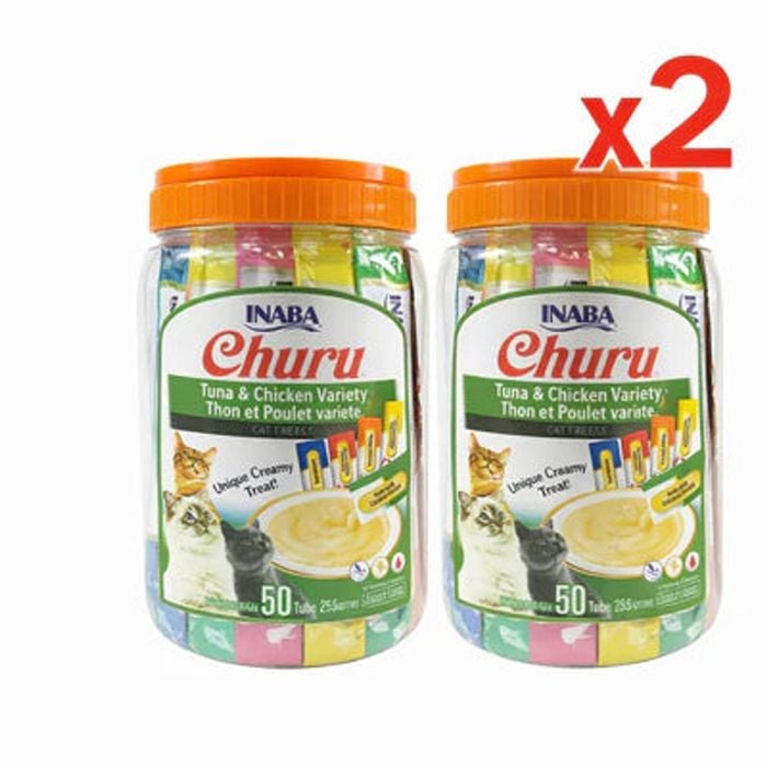 Inaba Churu Tuna & Chicken Cat Treats Variety Pack 100 Tubes x 14g