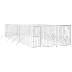 vidaXL Dog Kennel Outdoor Dog Crate Lockable Dog House Silver Galvanised Steel 4x8x2 m