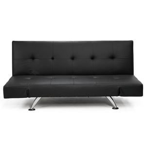 Sarantino 3 Seater Faux Leather Sofa Bed Lounge - Black