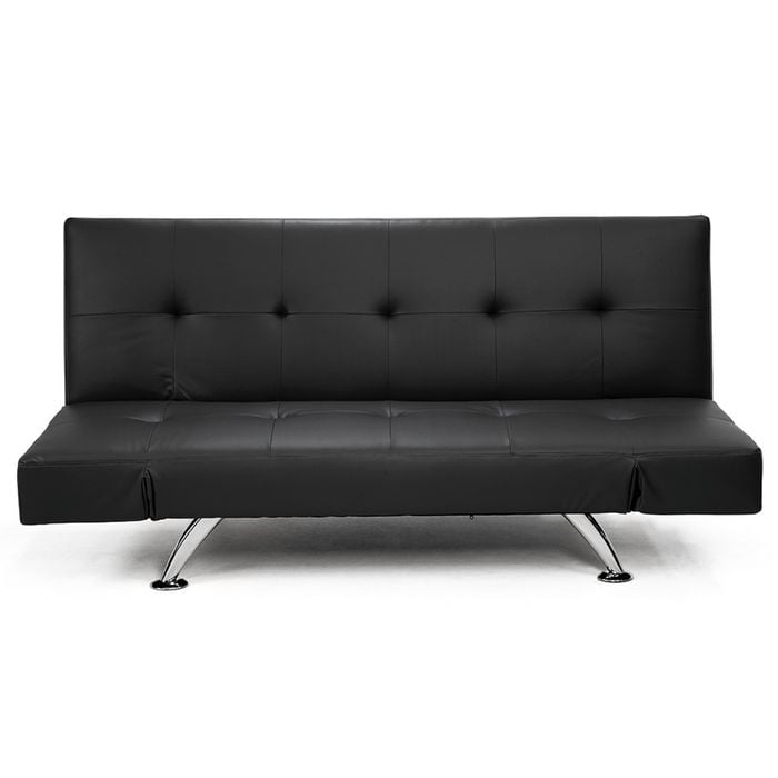 Sarantino 3 Seater Faux Leather Sofa Bed Lounge - Black