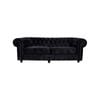 Cleo 3 Seater Velvet Fabric Sofa Black Colour Chesterfield Design