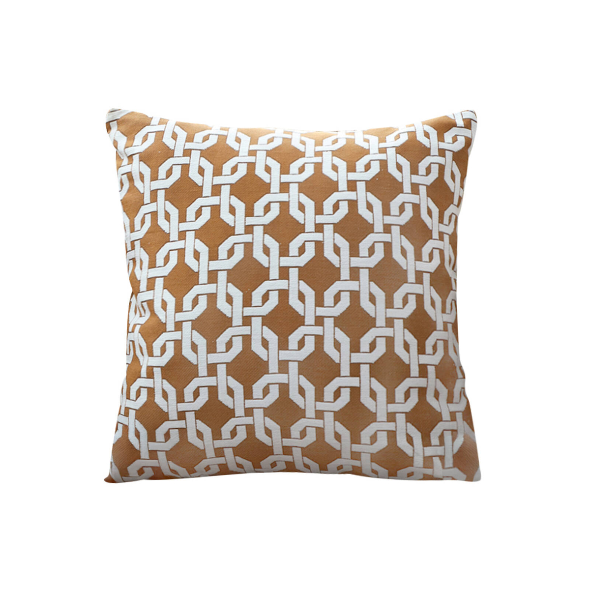 SOGA Brown Checkered Chain Jacquard Throw Pillow 50cm - Bunnings Australia