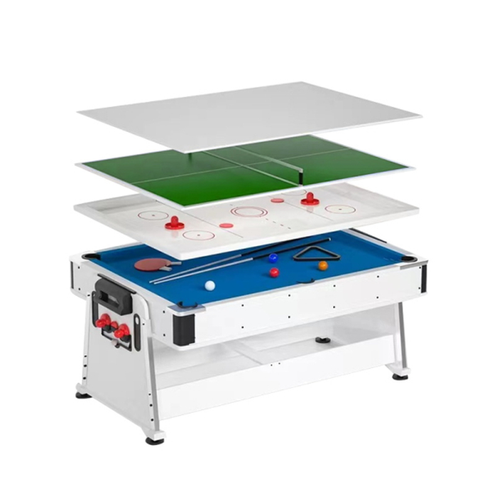 Topone 7ft 4-in-1 Multi-functional Convertible Table / Pool Table Black/walnut/white - White