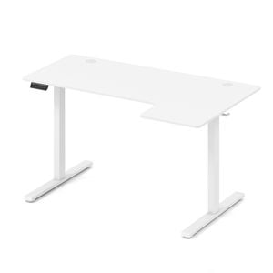 Costway L Electric Standing Desk 140x85CM Table Memory Hooks White
