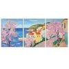3pcs Pink cherry blossoms Beach Scenery Print 100% Australian Made 3 x 40x60cm (Metal Print)