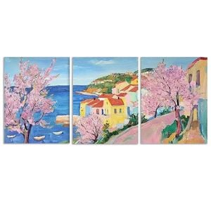 3pcs Pink cherry blossoms Beach Scenery Print 100% Australian Made 3 x 40x60cm (Metal Print)
