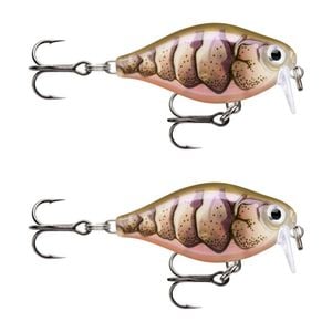 2x Rapala 3.5cm X Light Crank Shallow Run Crankbait Fishing Lures -PUR Prawn UV