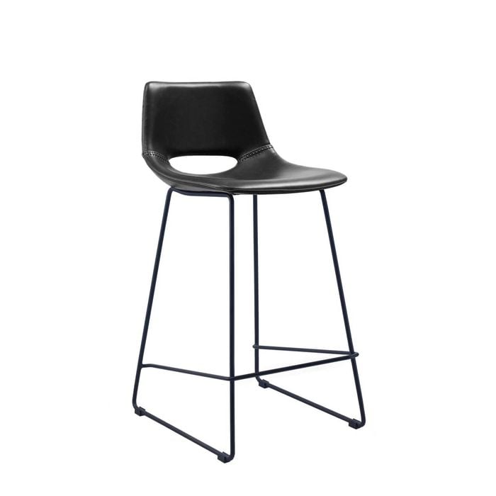 Black synthetic leather Zahara barstool height 65 cm