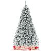 Costway 2.25M Pre-Lit Snow Flocked Christmas Tree PVC Frosted Xmas Tree 450 LEDs