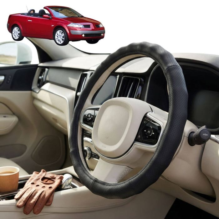 Australian Goose Steering Wheel Cover for Renault Megane 2003 - 2008 (Cabriolet) Circle Black