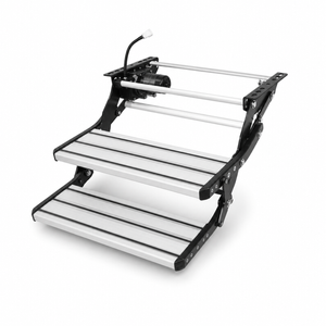 RV Essentials Silver Electric Double Caravan Step 12V LED 200kg