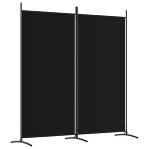 vidaXL 2-Panel Room Divider Black Fabric Privacy Screen Room Separator Folding