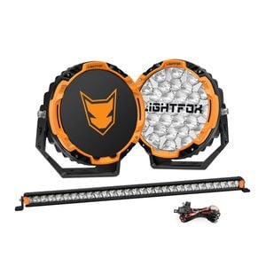 Lightfox Starrix 9 Inch Osram Led Driving Lights + 28 Inch Single Row Led Light Bar W/ Wiring Kit
