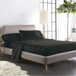 Luxor King Single Black Color 1000TC 100% Cotton Fittd Sheet Flat Sheet Pillowcase Set
