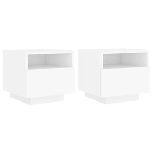vidaXL Bedside Cabinets with LED Lights Storage Cabinet Nightstand 2 pcs White