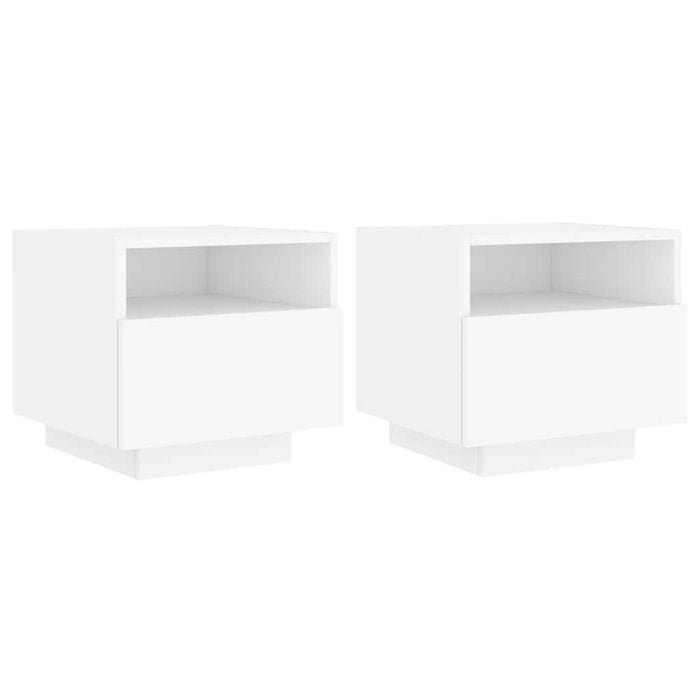 vidaXL Bedside Cabinets with LED Lights Storage Cabinet Nightstand 2 pcs White