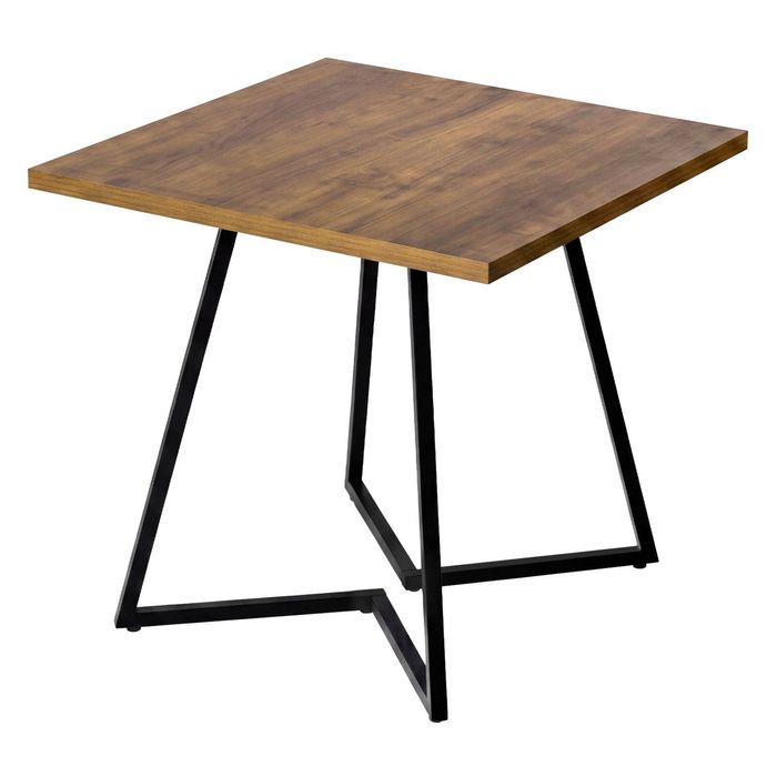 Levede Dining Table 80cm Square Dining Table 4 Seater Wood Top Black Metal