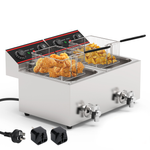 ADVWIN 20L Commercial Electric Deep Fryer Twin Basket Cooker