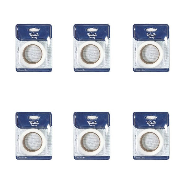 6pk Malli Sewing Hemming Diy Adhesive Sewing Fastening Tape 20mm X 18m Assorted