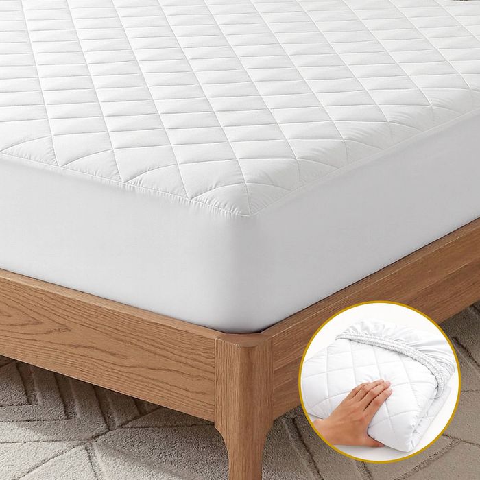 Giselle Waterproof Mattress Protector 100% Cotton Quilted Fitted Cover Single