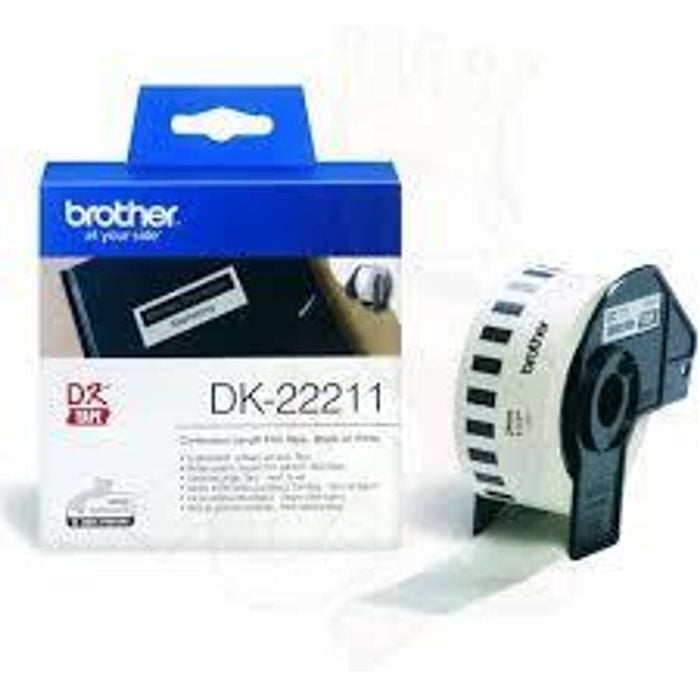 White Continuous Film Roll – 29mm x 15.24m – Durable Labeling Tape for Brother Label Printers