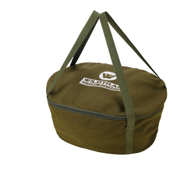 Wildtrak Camping 9.5qt/46cm Canvas Carry Storage Bag For Oval Camp Oven Pot Grn