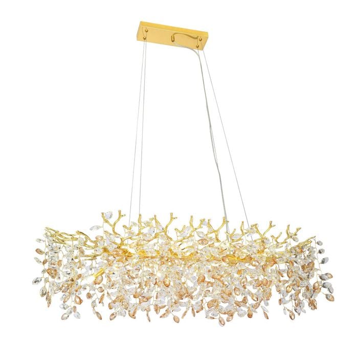 Telbix Molena Modern Pendant Hanging Lamp Light Aluminium Crystal Gold Amber Clear Gloss