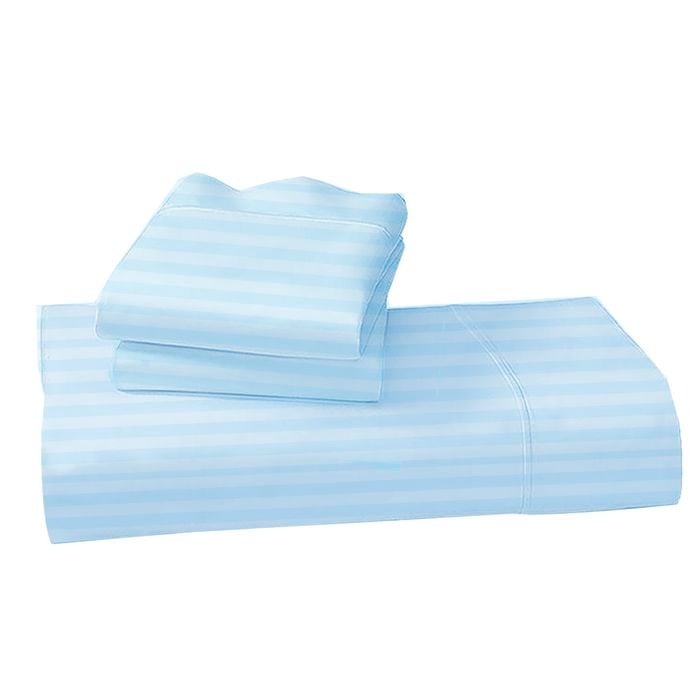 Laura Hill 1000TC 3pc Stripped Sky Blue Cotton Microfibre Queen Doona Set