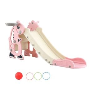 Keezi Kids Slide Set Basketball Hoop Outdoor Playground Toy Dragon 125cm Pink