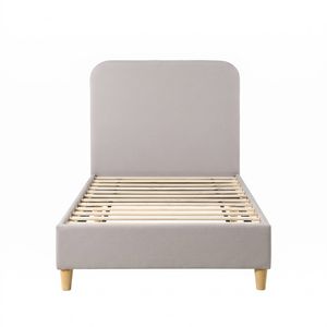 Artiss Single Bed Frame with Headboard, Faux Linen Fabric Grey