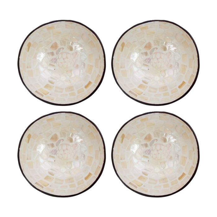 4pk Lvd Turtle Decorative Round Coconut Mop Trinket/jewellery Bowl 13x13x6cm