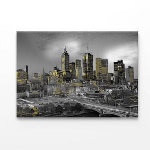 Melbourne Night With Yellow Lights  Print 100% Australian Made 50 x 40cm  (Acrylic)