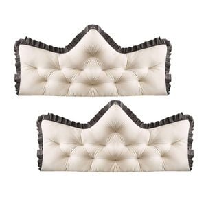 SOGA 2x 150cm Crown Pillow Tufted Cream Headboard Cushion for Bed