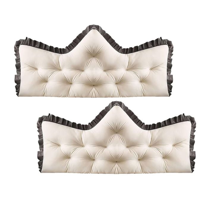 SOGA 2x 150cm Crown Pillow Tufted Cream Headboard Cushion for Bed