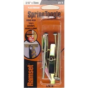 Ramset Spring Toggle Round 3/16" x 75mm 4pk