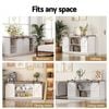 Homfurn 150cm Buffet Sideboard – Sliding Barn Doors, 2-tier Shelves, Cable Management, White & Walnut