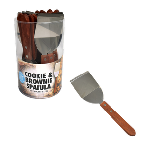Appetito Stainless Steel Cookie & Brownie Spatula with Wood Handle Set 3