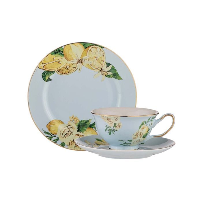 Ashdene Citrus Blooms Trio Cup Saucer & Plate Set