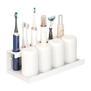 Catzon 30cm Self Adhesive Electric Toothbrush Holder 6 Slots Diatomite Dish-white