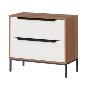 Astin Sinclair White & Oak-Look Walton 2 Drawer Side Table