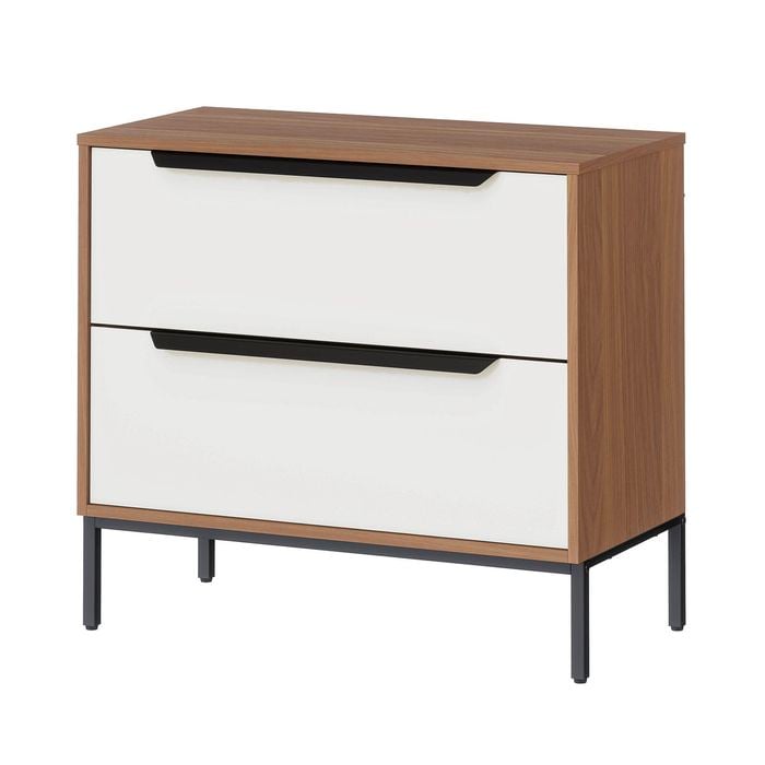 Astin Sinclair White & Oak-Look Walton 2 Drawer Side Table