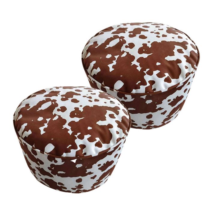 SOGA 2 Pack 48cm Round Pouffe Ottomans 35cm High