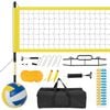 Costway Portable Volleyball Net Set Ball Boundary Line Height Adjustable Yellow