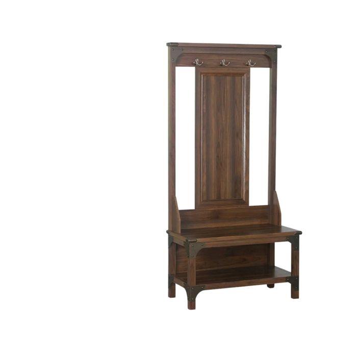 Hall Tree And Shoe Bench - Walnut