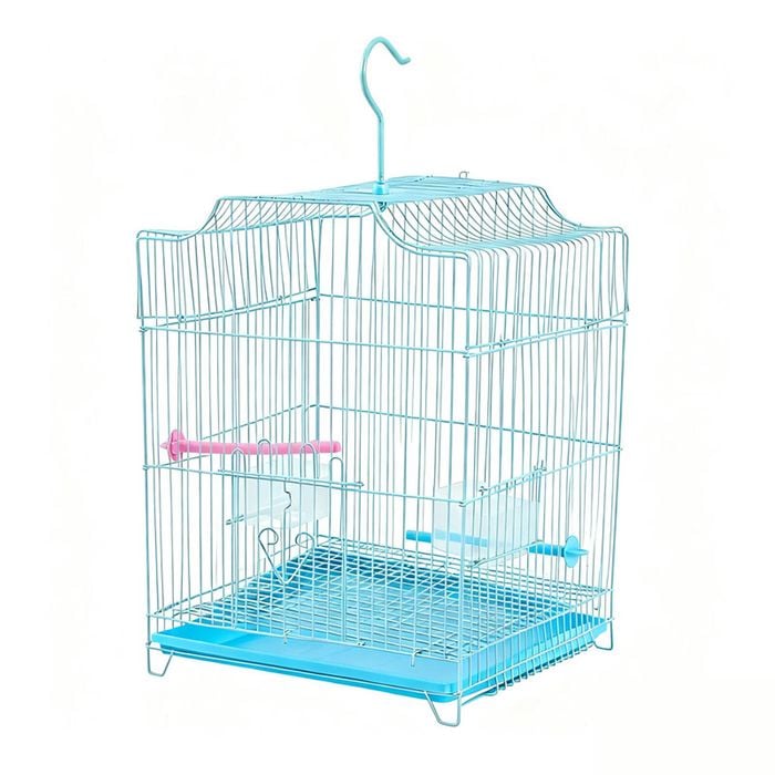 BRIBRION Small Bird Cage with Stand and Feeder Arch Top 32x31x44cm blue