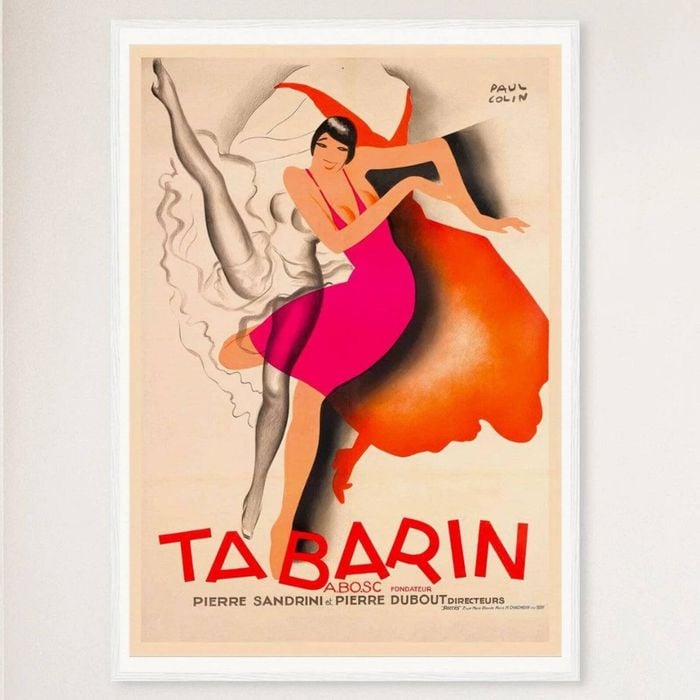 Galrie Tabarin by Paul Colin Vintage Art Deco Poster Elegant Stylish Home Décor, White Frame, 50 x 70cm (20 x 28inch)