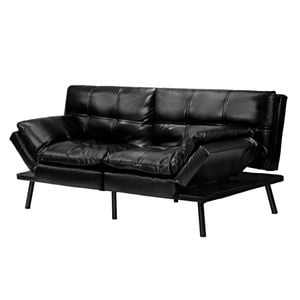 Oikiture Sofa Bed Recliner Lounge Convertible Leather Couch Black